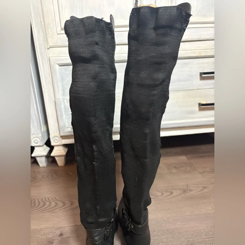 Tory Burch Black Leather Over The‎ Knee Riding Boots Classic Preppy